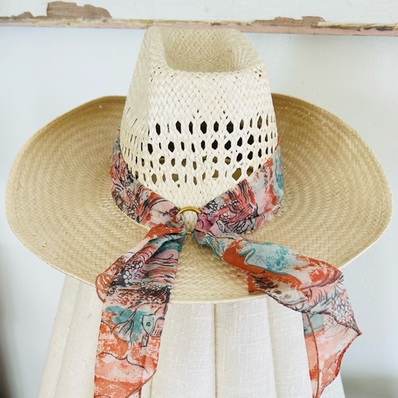 Bailey Straw Women’s Cowboy Hat with Floral Scarf Band - Picture 6 of 9